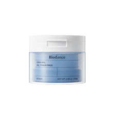 Load image into Gallery viewer, BIODANCE Cera-Nol Gel Toner Pads are pre-soaked pads designed to hydrate and soothe the skin. Infused with Ceramides and multiple forms of Hyaluronic Acid, they help strengthen the skin barrier, lock in moisture, and promote a smooth, radiant complexion. Perfect for a quick, convenient boost of hydration.