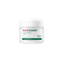 Load image into Gallery viewer, DR.G Red Blemish Clear Soothing Cream is a gentle, hydrating cream designed to calm and soothe irritated skin. Formulated with Centella Asiatica Extract, Madecassoside, and Panthenol, it reduces redness and enhances skin repair. Infused with Niacinamide and Beta-Glucan, it brightens the complexion and strengthens the skin barrier. Its lightweight, non-sticky texture provides long-lasting hydration, making it ideal for sensitive or blemish-prone skin.