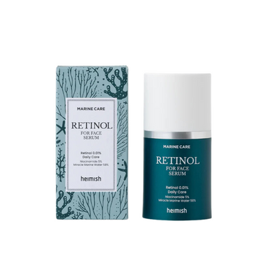 HEIMISH Marine Care Retinol Face Serum is an advanced anti-aging serum designed to smooth fine lines, improve skin elasticity, and enhance overall radiance. Formulated with Retinol and Niacinamide, it boosts collagen production, brightens skin tone, and refines texture. Enriched with Marine Algae Extracts, Shea Butter, and Sodium Hyaluronate, it deeply hydrates and nourishes the skin while strengthening its moisture barrier. Lightweight and fast-absorbing, this serum leaves your skin looking firmer, smoothe