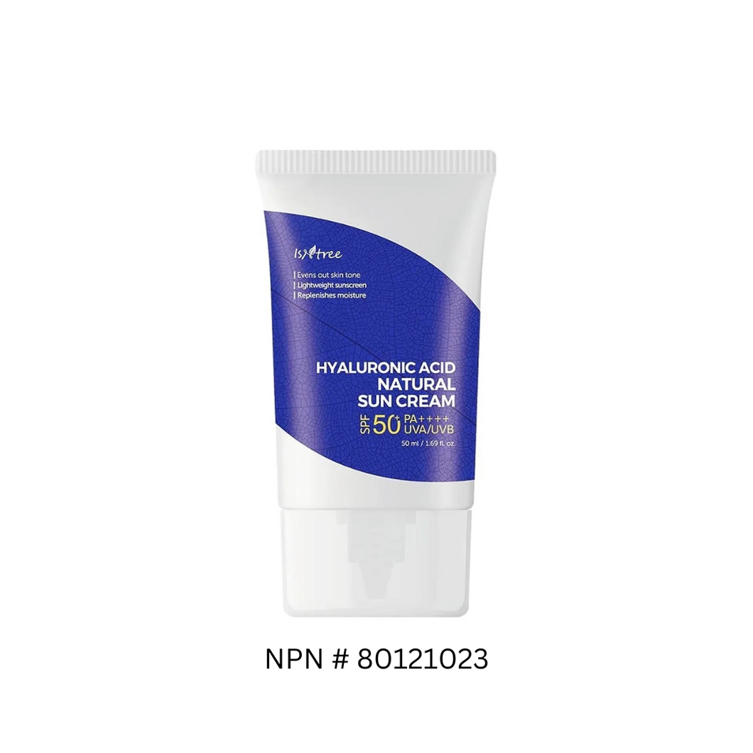 ISNTREE Hyaluronic Acid Natural Sun Cream is a lightweight, mineral-based sunscreen offering broad-spectrum protection with SPF50+ PA++++. Infused with Hyaluronic Acid, Niacinamide, and Panthenol, it hydrates, brightens, and soothes the skin while protecting against UV rays. Enriched with Vitamin E and Betaine, this sun cream helps maintain moisture and promotes a smooth, healthy complexion. Ideal for daily use, it provides effective sun care without leaving a whit