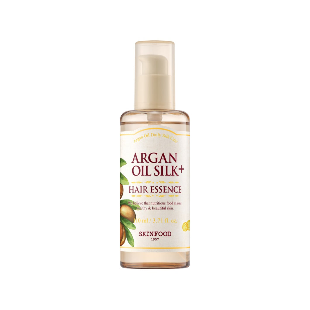 SKINFOOD Argan Oil Silk Plus Hair Essence is a nourishing treatment designed to smooth, hydrate, and add shine to dry or damaged hair. Formulated with Argan Oil and Camellia Seed Oil, it deeply moisturizes and repairs hair strands, while Silk Powder and Ceramide 3 strengthen and protect against breakage. The lightweight, non-greasy formula absorbs quickly, leaving hair silky, soft, and radiant. Perfect for taming frizz and enhancing natural shine.