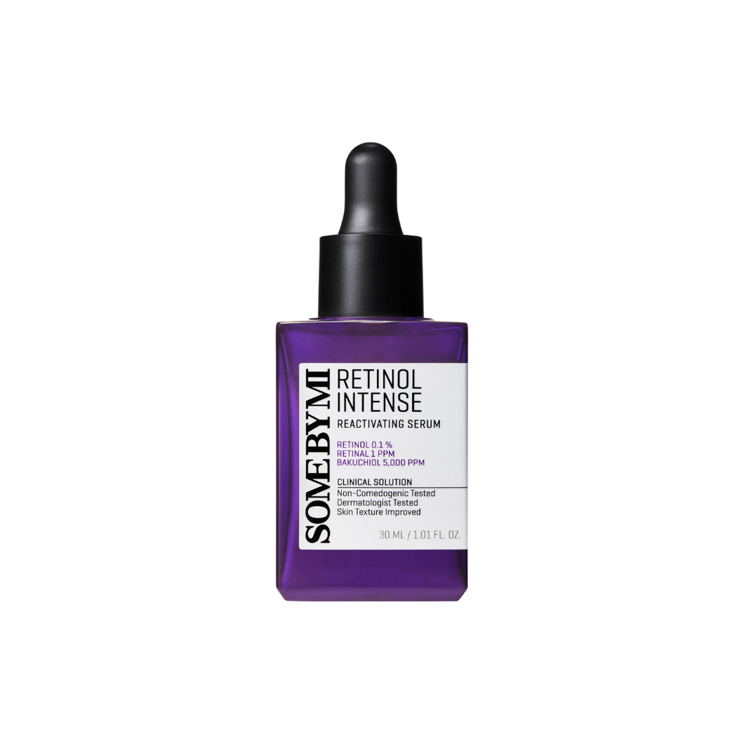 SOME BY MI Retinol Intense Reactivating Serum is formulated to target signs of aging with 0.1% Retinol and Bakuchiol, a gentle alternative to retinol. It helps improve skin texture, reduce the appearance of fine lines, and enhance elasticity. Enriched with soothing ingredients like Centella Asiatica, Panthenol, and Licorice Root Extract, this serum calms and hydrates the skin while boosting radiance. Niacinamide and Peptides work to brighten and firm, making this serum ideal for achieving a smoother, more y