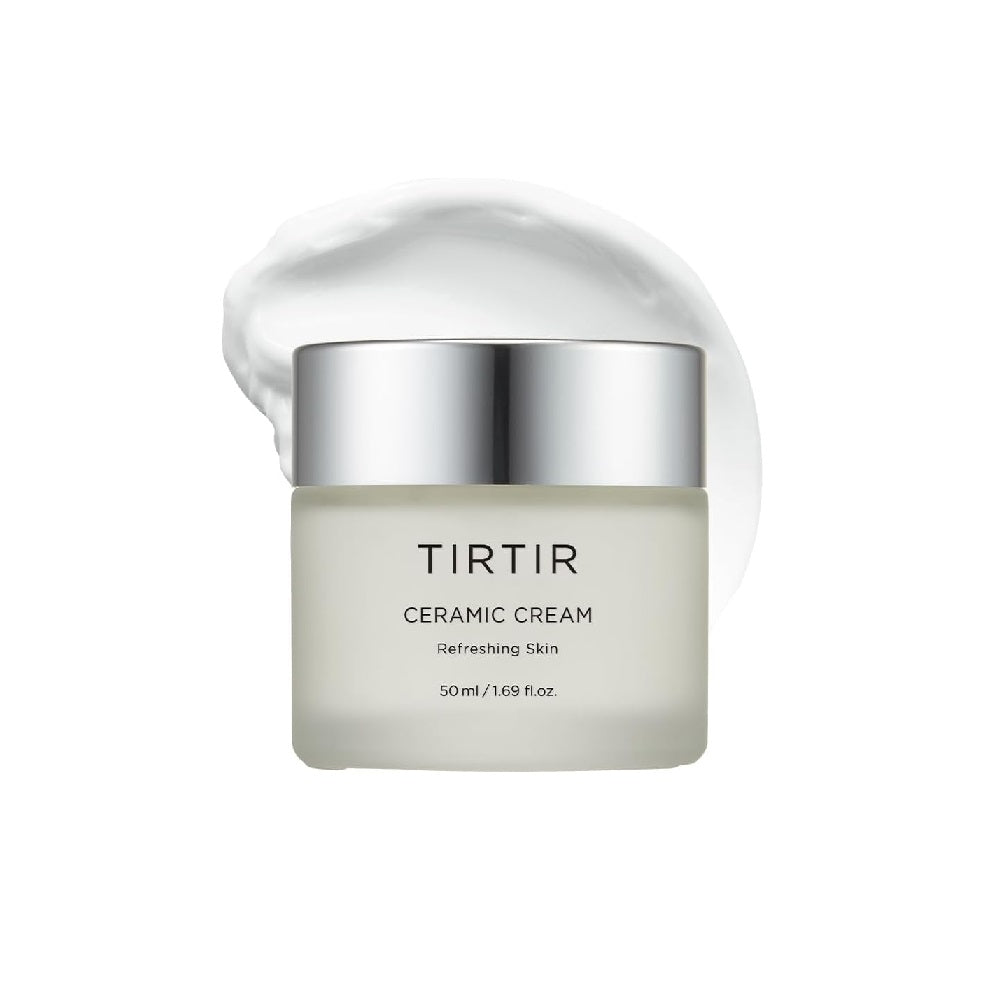 TIRTIR Ceramic Cream is a deeply nourishing moisturizer designed to hydrate and strengthen the skin barrier. Enriched with Polyglutamic Acid, Witch Hazel Extract, Ceramide NP, and Shea Butter, it locks in moisture, soothes irritation, and enhances skin elasticity. Its creamy texture absorbs smoothly, leaving the skin soft, supple, and well-hydrated. Perfect for normal to dry skin types seeking lasting hydration and comfort.