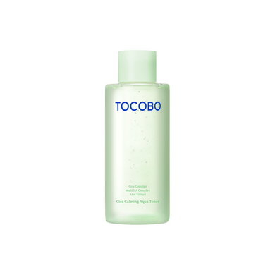 TOCOBO Cica Calming Aqua Toner is a refreshing and soothing toner designed to calm and hydrate sensitive skin. Enriched with Centella Asiatica Leaf Extract, Aloe Ferox Leaf Extract, and a blend of soothing botanicals like Chamomile and Lavender, it helps reduce redness and irritation while deeply moisturizing the skin. Niacinamide brightens and balances the skin tone, while multiple forms of Hyaluronic Acid and Ceramide NP provide lasting hydration. This gentle toner is perfect for daily use, leaving the sk