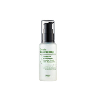 PURITO Centella Unscented Serum is a soothing and hydrating serum containing 49% Centella Asiatica Extract to calm irritation and strengthen the skin barrier. Enriched with ceramides, peptides, and niacinamide, it helps improve skin elasticity, brighten the complexion, and reinforce the skin's protective barrier. Hyaluronic acid and panthenol provide lasting hydration, leaving the skin soft and smooth. This fragrance-free formula is ideal for sensitive skin, offering daily care to promote a healthy, resilie